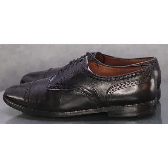 Allen Edmonds Sanford Men\'s Cap Toe Oxfords Shoes Size 11 D Leather Black (Flaw) Allen Edmonds Sanford Shoes Oxford Brogue Cap Toe Black  main image 3